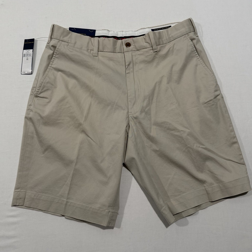 NWT Polo Golf Ralph Lauren Links Fit Shorts Mens 32 Khaki Stretch Tartan Shield